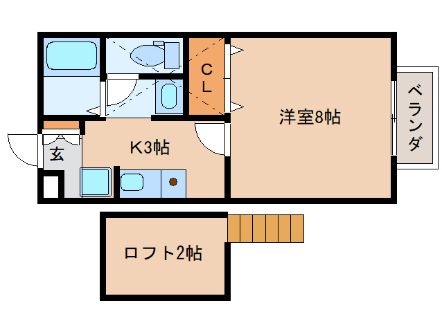 近鉄奈良線 近鉄奈良駅 バス乗車時間：10分 最寄りバス停で下車 徒歩4分 2階建 築27年の間取り写真