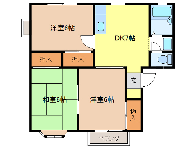 岐阜市黒野南のアパートの間取り