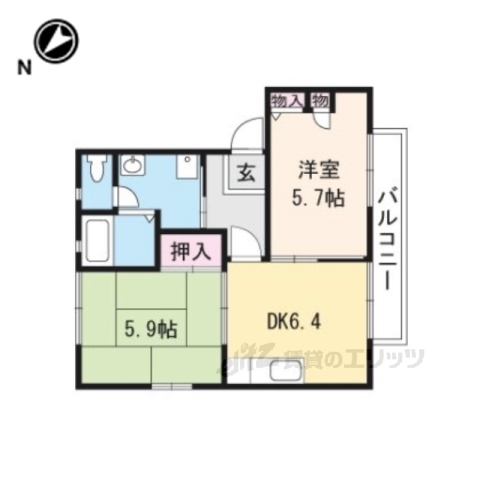 南丹市八木町南広瀬のアパートの間取り