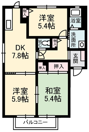 メゾンリブラ新町B棟の間取り