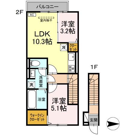 厚木市戸室のアパートの間取り