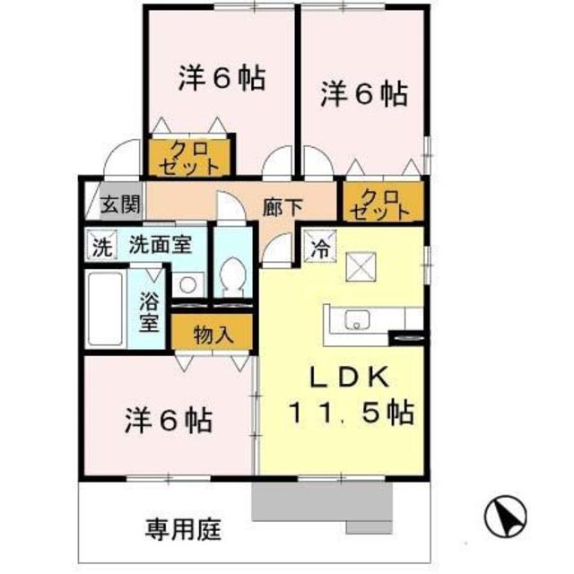 南あわじ市神代地頭方のアパートの間取り