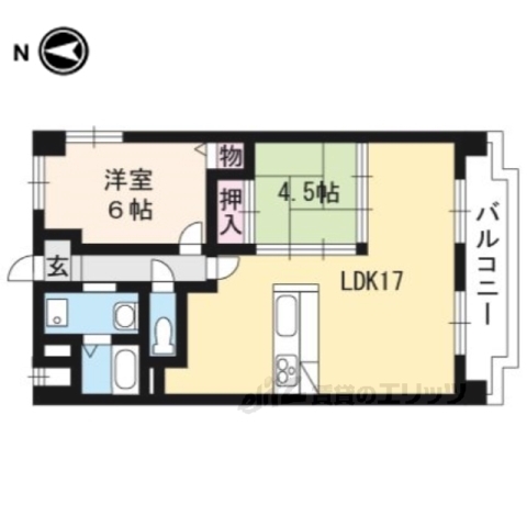 京都市右京区西京極午塚町のマンションの間取り