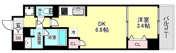 大阪市西区京町堀のマンションの間取り