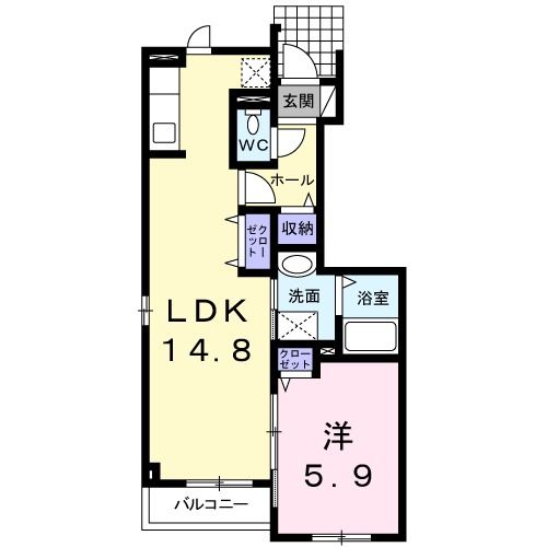 函館市西桔梗町のアパートの間取り