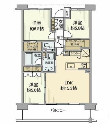 【世田谷区千歳台のマンションの間取り】