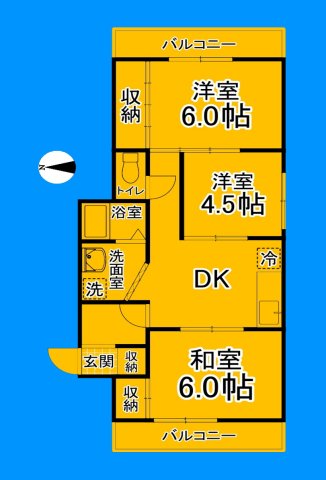 大阪市住吉区沢之町のマンションの間取り