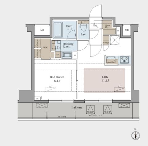 八王子市新町のマンションの間取り