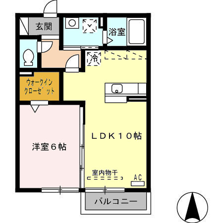 愛知県岩倉市稲荷町御土井の賃貸アパートの間取り