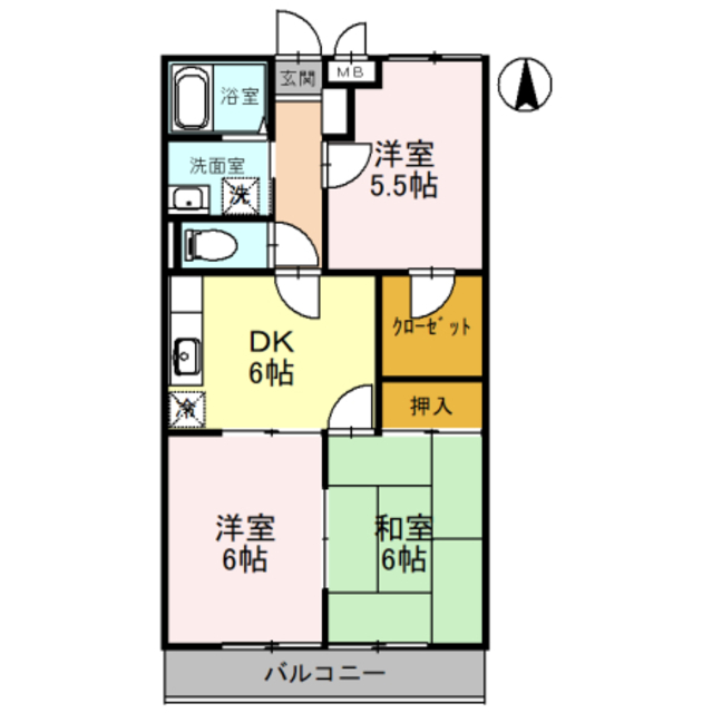 グランハイム飛鳥　Aの間取り