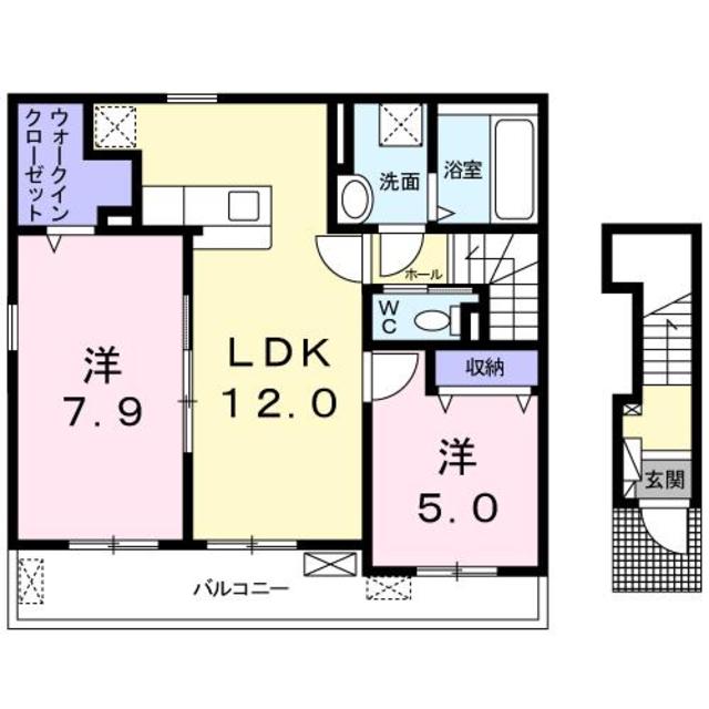 阪南市鳥取のアパートの間取り