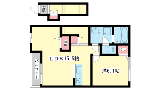 天理市石上町のアパートの間取り