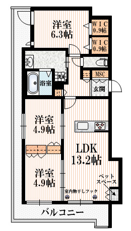 足立区島根のマンションの間取り