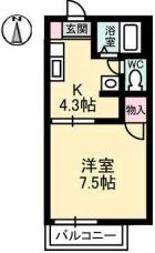 岡山市北区平野のアパートの間取り