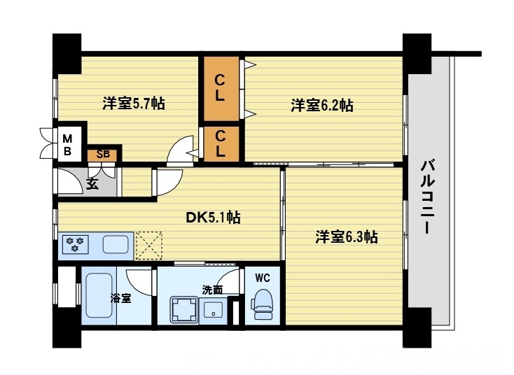 大開厚生年金住宅３号棟の間取り