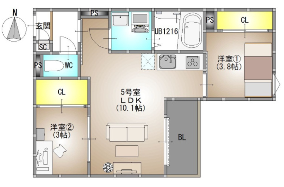 ＪＲ宇野線 大元駅 徒歩19分 3階建 新築の間取り写真