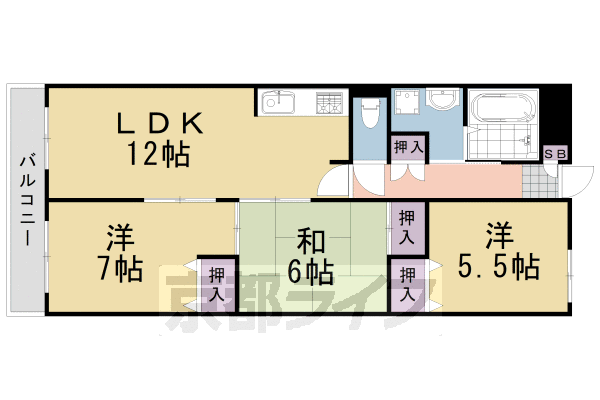 阪急京都線 桂駅 徒歩10分 3階建 築28年の間取り写真