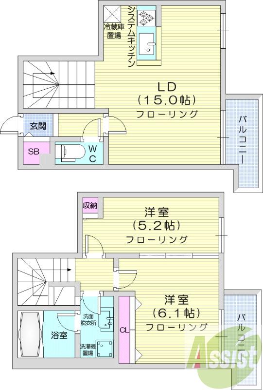 地下鉄東西線 菊水駅 徒歩7分 8階建 築4年の間取り写真