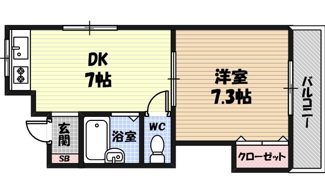 京阪本線 野江駅 徒歩3分 6階建 築27年の間取り写真