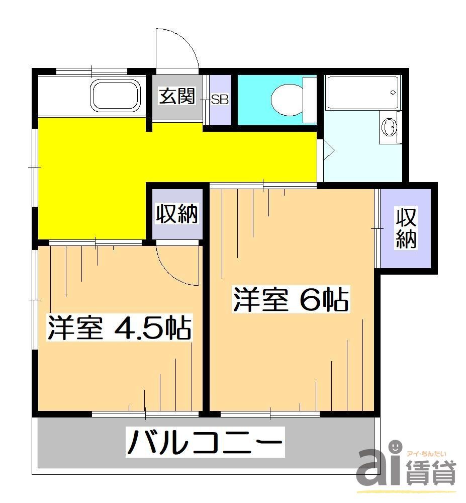 西武新宿線 新所沢駅 徒歩26分 2階建 築52年の間取り写真