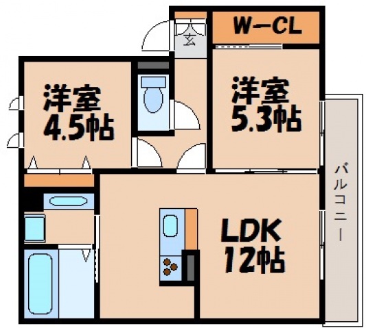 【安芸郡海田町東のアパートの間取り】