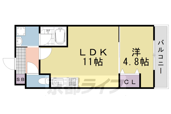 京都市西京区桂上野東町のマンションの間取り