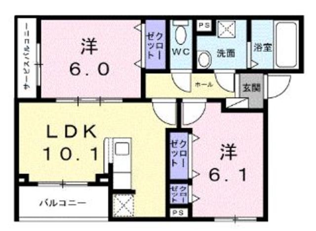 高槻市氷室町のアパートの間取り