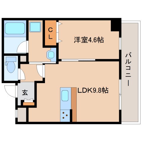 奈良市西大寺南町のマンションの間取り