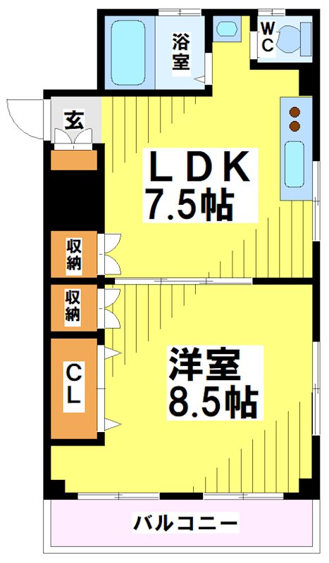 調布市富士見町のマンションの間取り