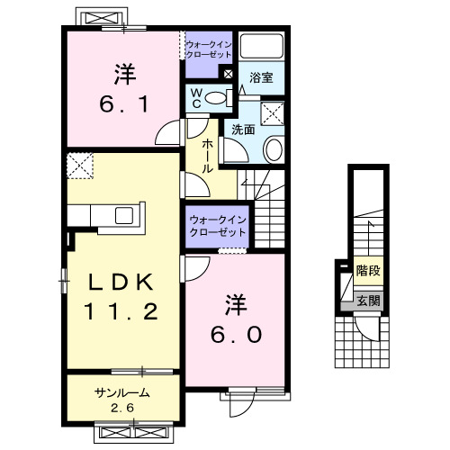 富山市鍋田のアパートの間取り