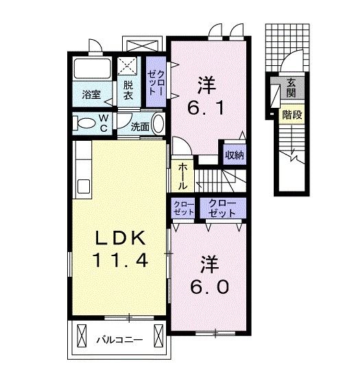 本庄市児玉町金屋のアパートの間取り