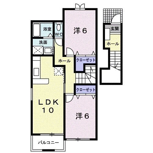 柳川市三橋町柳河のアパートの間取り