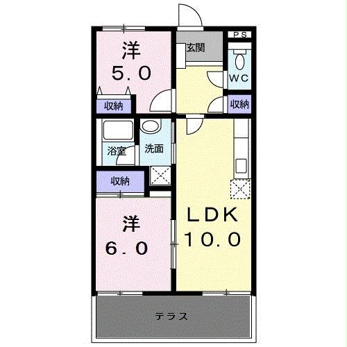 岩国市南岩国町のアパートの間取り