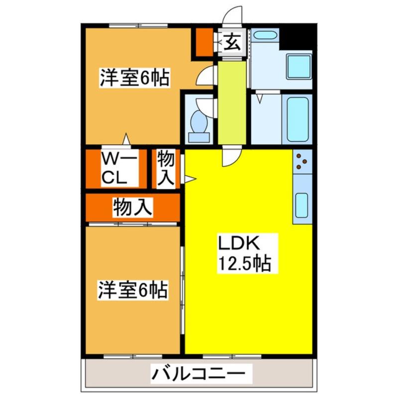 東広島市西条町寺家のマンションの間取り