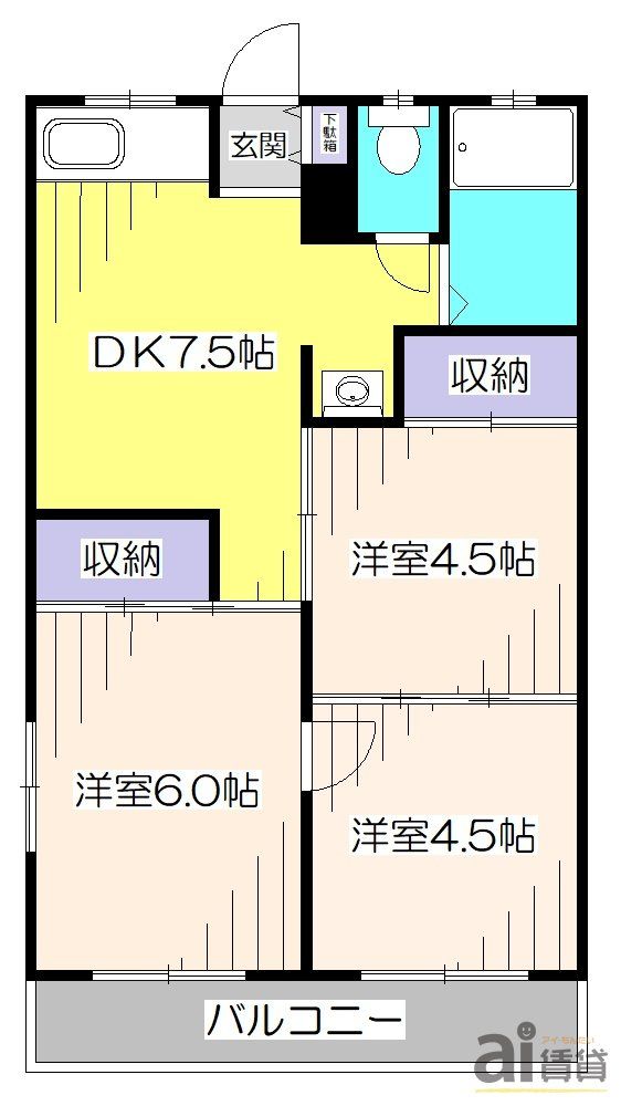 小平市仲町のアパートの間取り