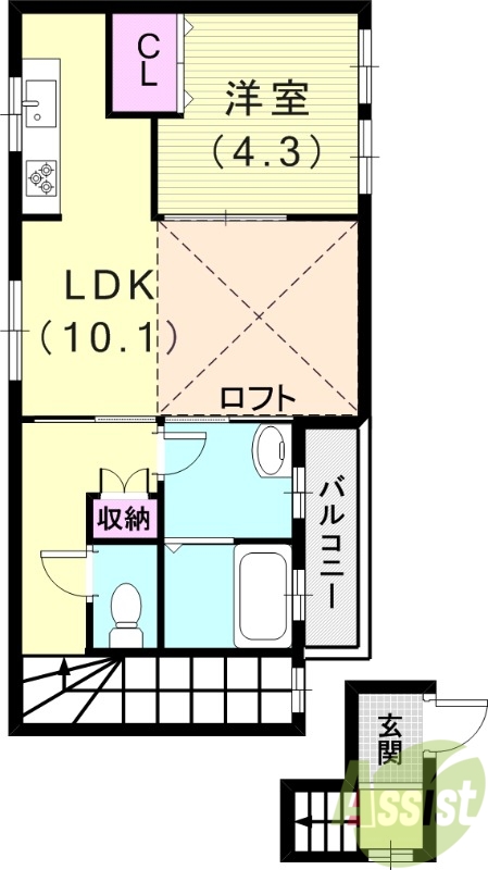 芦屋市精道町のアパートの間取り