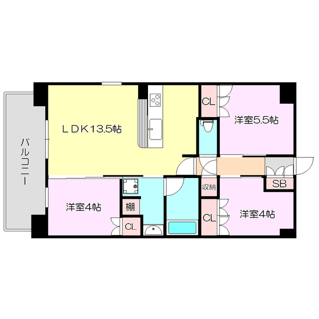 大阪市東淀川区下新庄のマンションの間取り