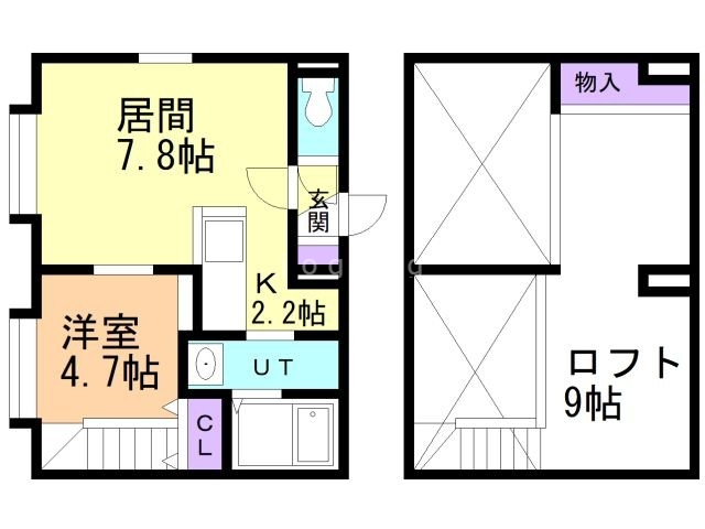 札幌市東区北二十六条東のアパートの間取り