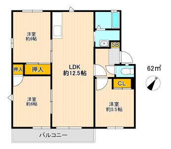 ラフォーレみゆきC棟の間取り