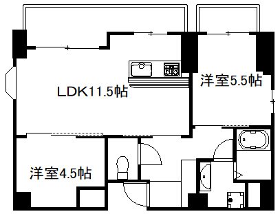 京都市中京区船屋町のマンションの間取り