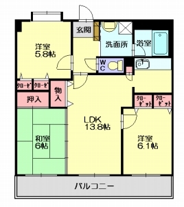 糟屋郡志免町南里のマンションの間取り