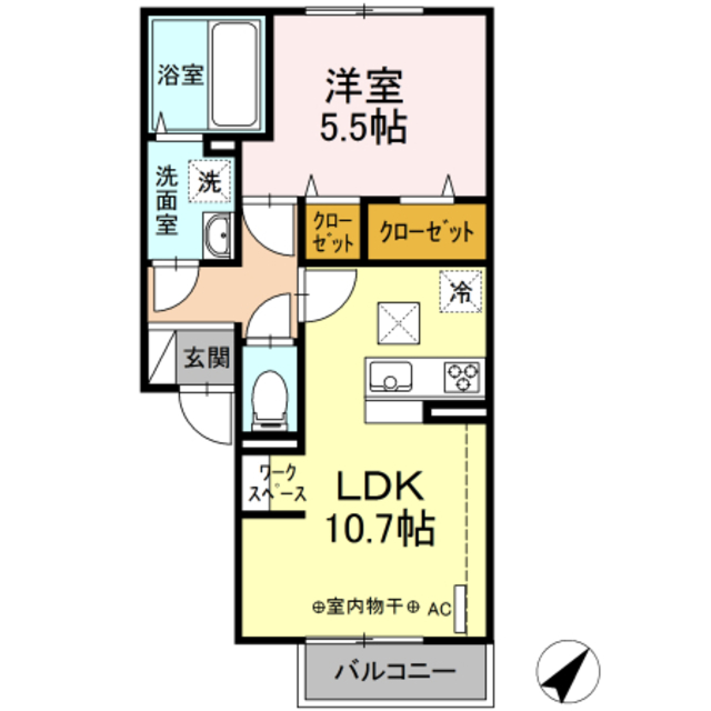 厚木市長谷のアパートの間取り