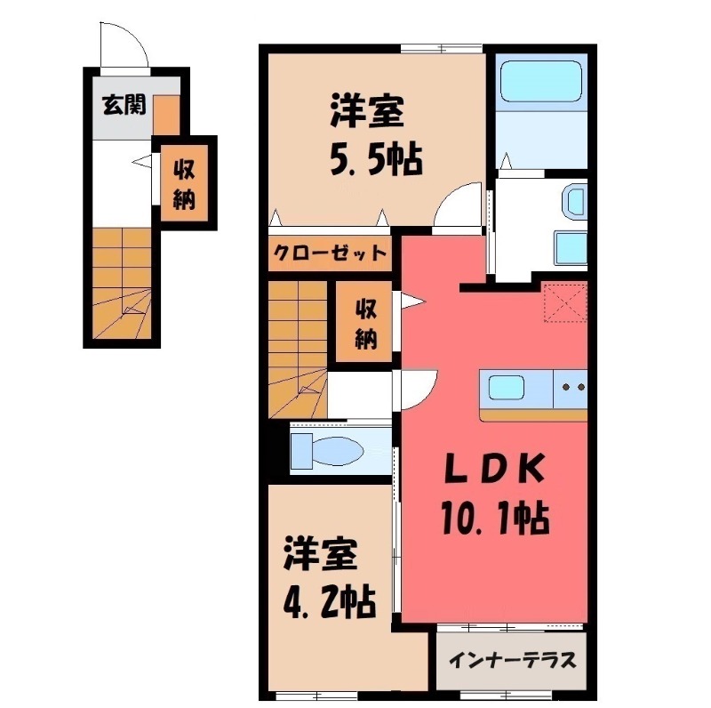 下野市石橋のアパートの間取り