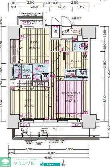 名古屋市中区新栄のマンションの間取り