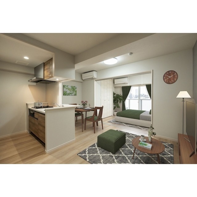 居室・リビング　家具・調度品等はＣＧ　加工です。実際の賃貸住居　には含まれま