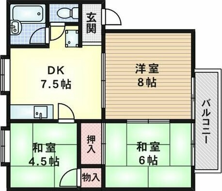 阪急千里線 吹田駅 徒歩8分 3階建 築38年の間取り写真