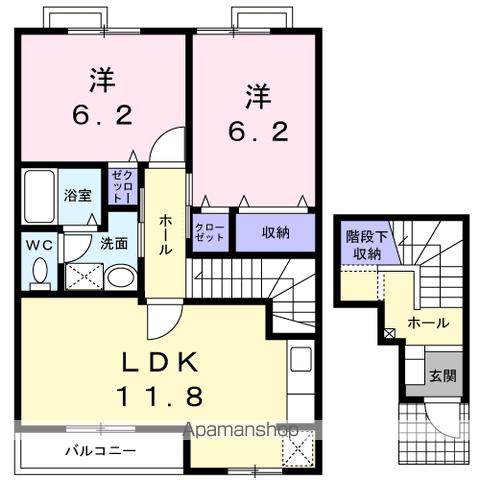 伊予鉄道郡中線 郡中駅 徒歩11分 2階建 築28年の間取り写真