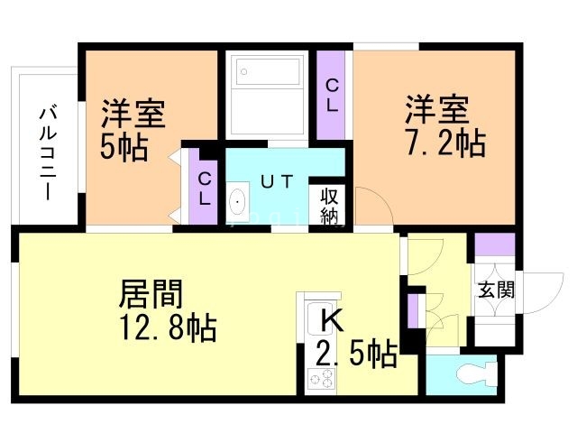 札幌市東区北二十六条東のマンションの間取り