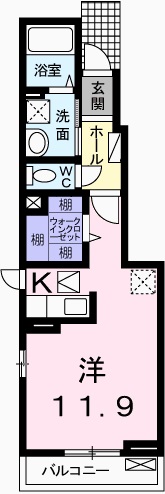 姫路市飾磨区阿成鹿古のアパートの間取り