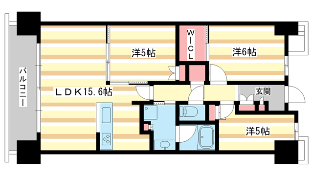 奈良市西大寺北町のマンションの間取り